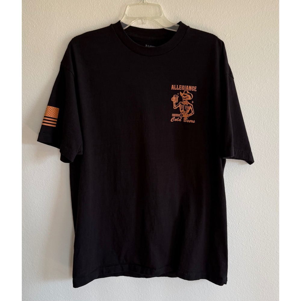 Men's Allegiance Black T-Shirt Size XL Cheers‎ Cold Beers Western Patriotic